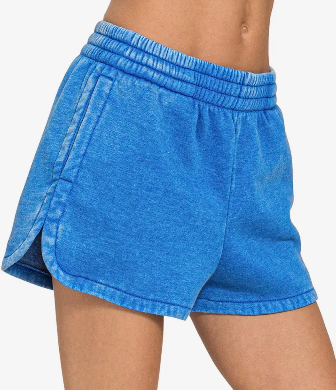 Acid wash dolphin shorts
