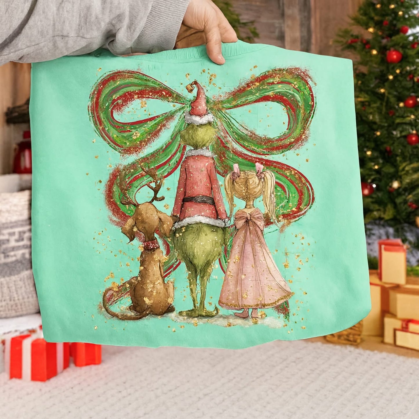 Grinchy bow long sleeve CC