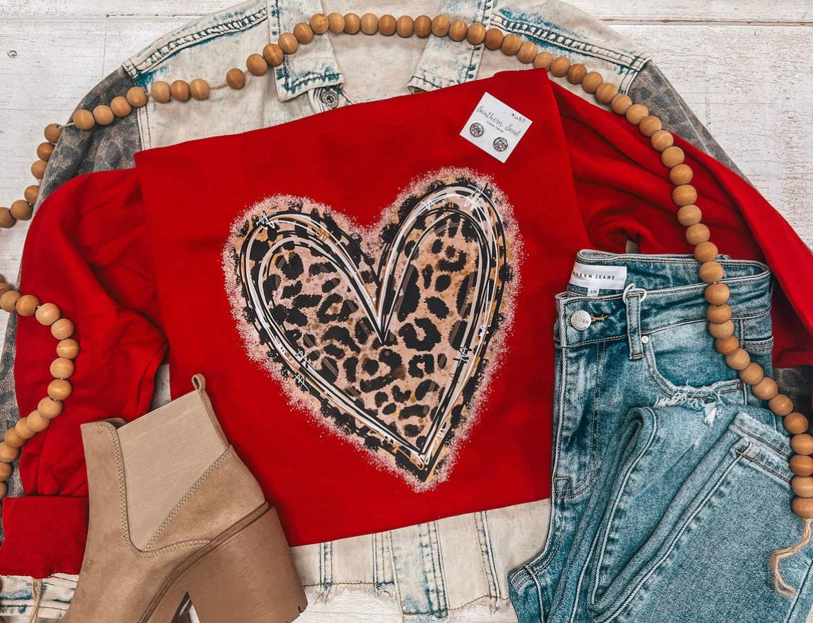 Distressed leopard heart