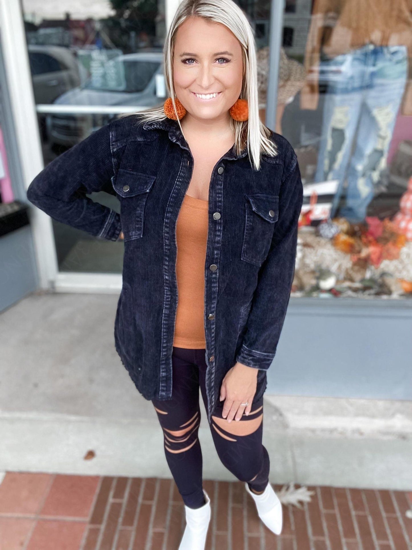 Mineral wash corduroy jacket