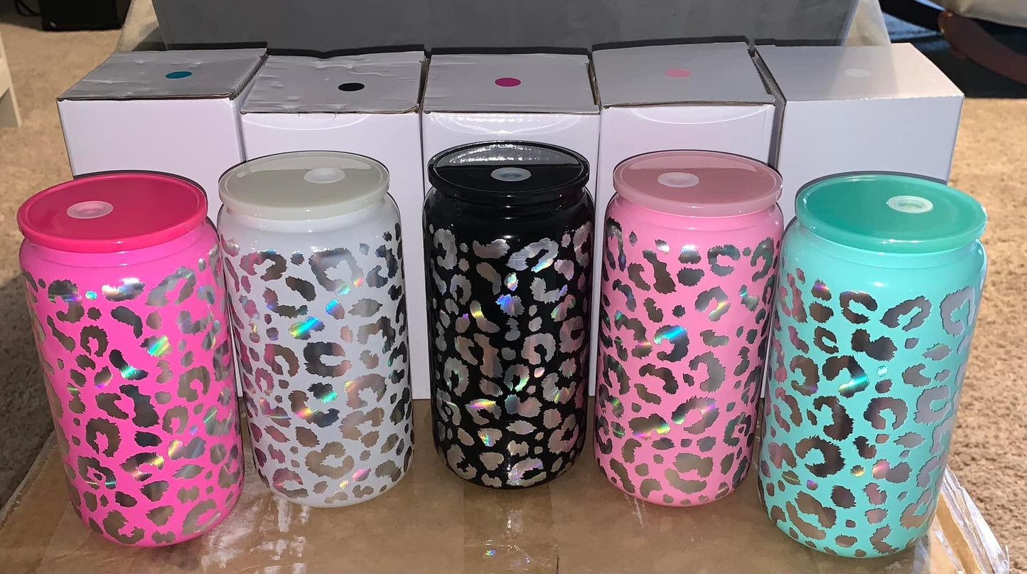 Leopard 16oz glasses