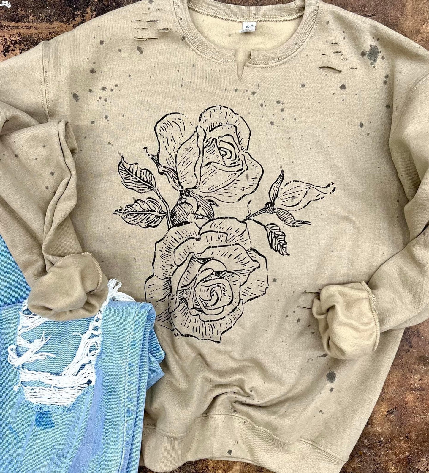 Distressed splatter rose