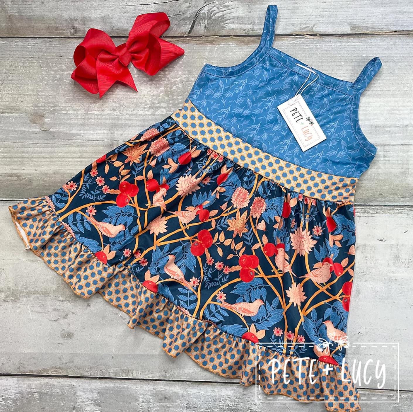 Tangerine Birds Dress PLD