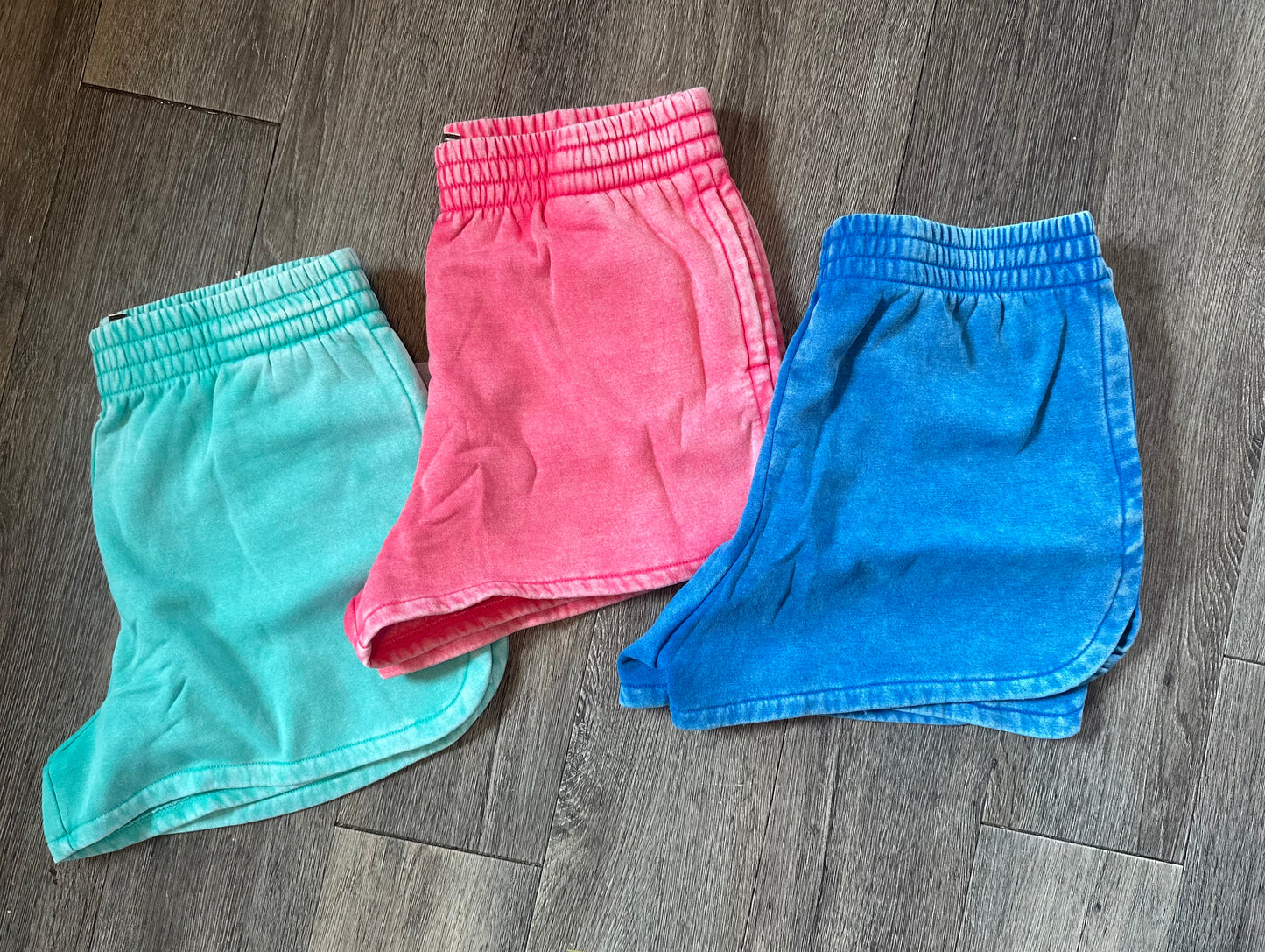 Acid wash dolphin shorts