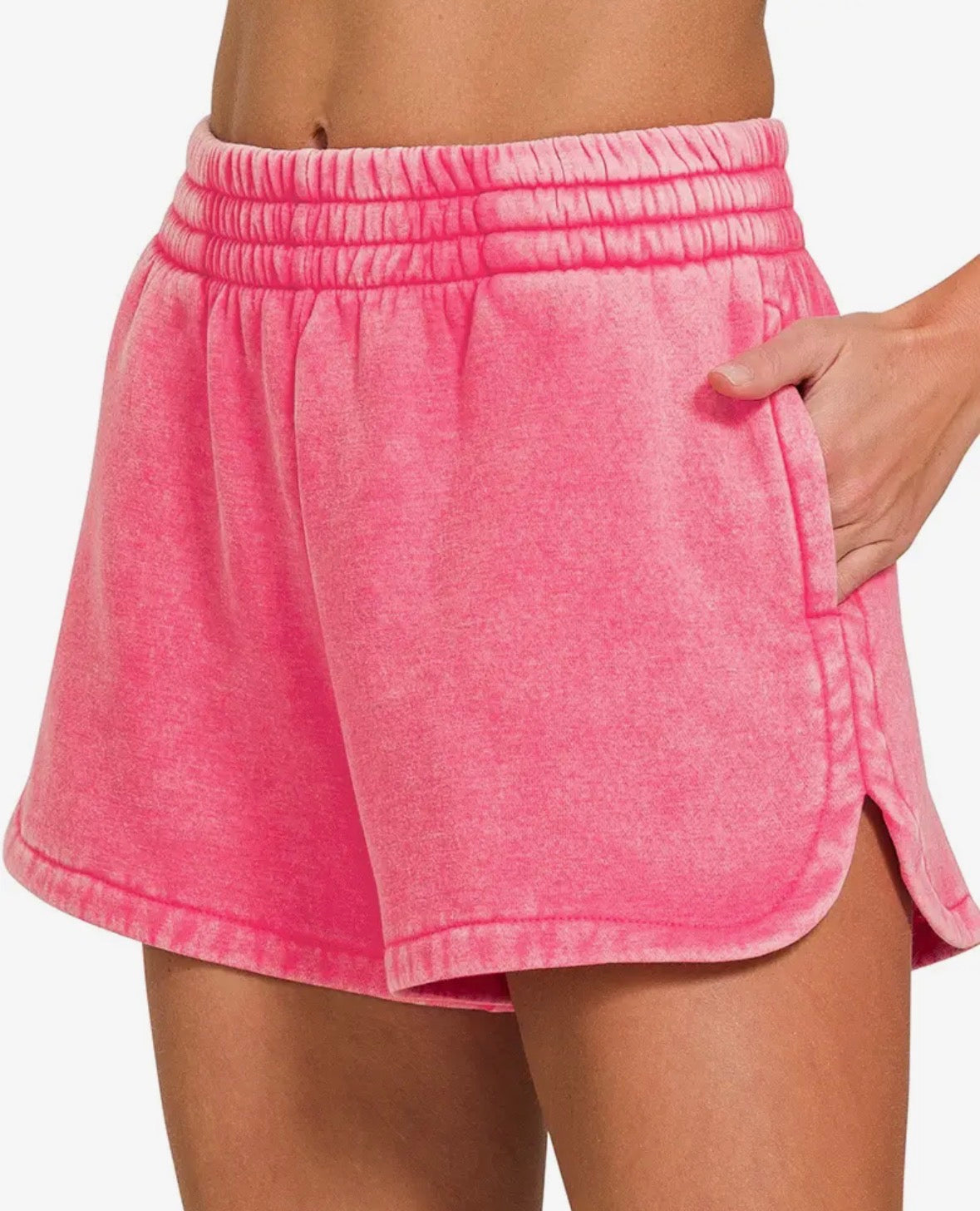 Acid wash dolphin shorts