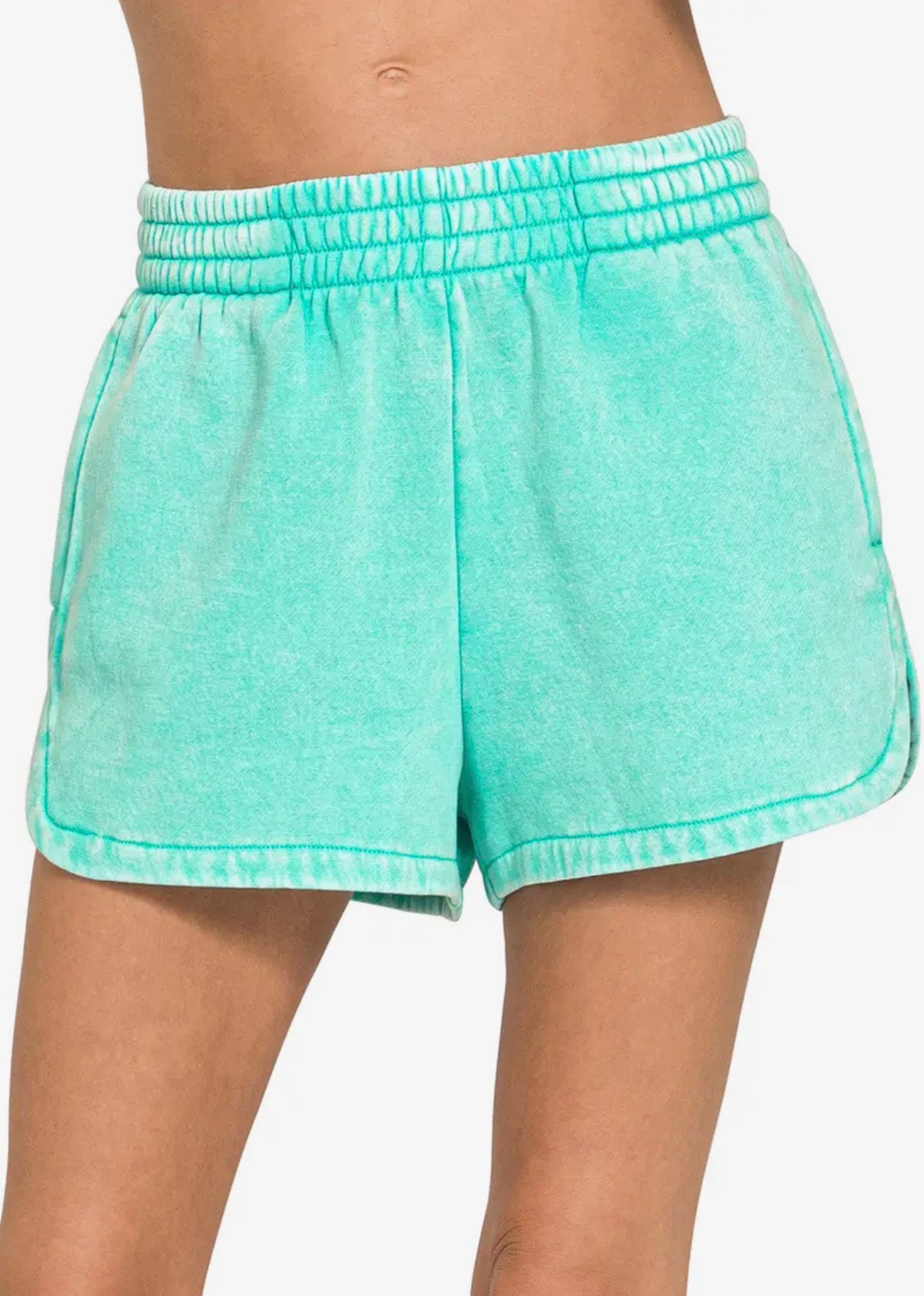 Acid wash dolphin shorts