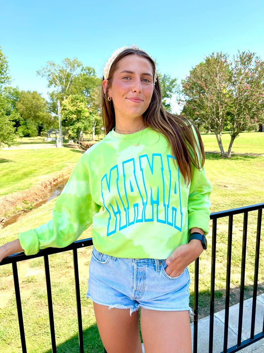 Green bleached mama sweatshirt