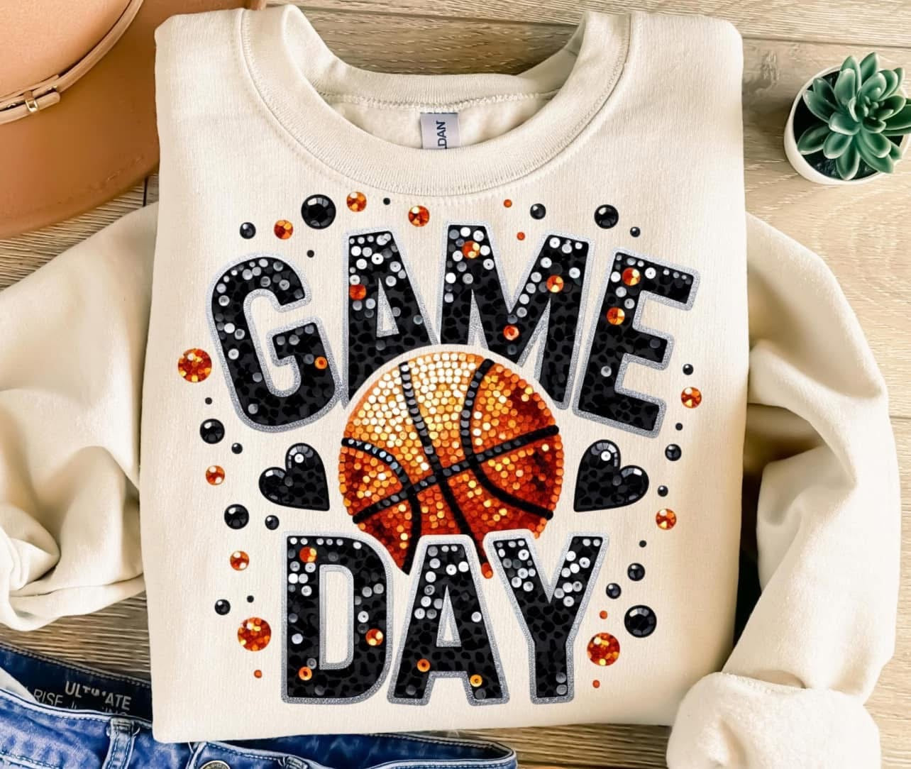 Game Day faux glitter bball