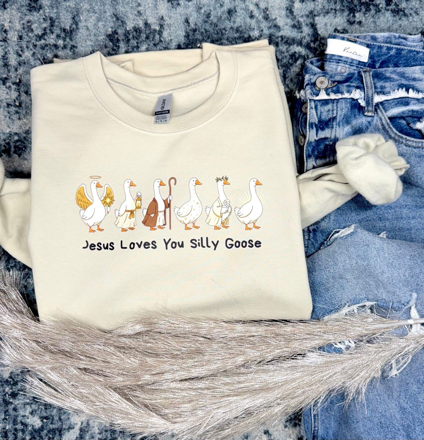 Jesus loves you silly goose