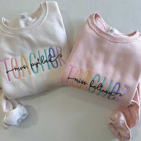 Teacher embroidery personalization