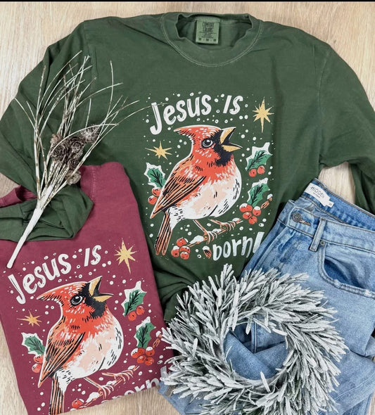 Jesus is born cardinal longsleeve