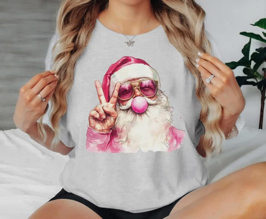 Bubble gum Santa crewneck