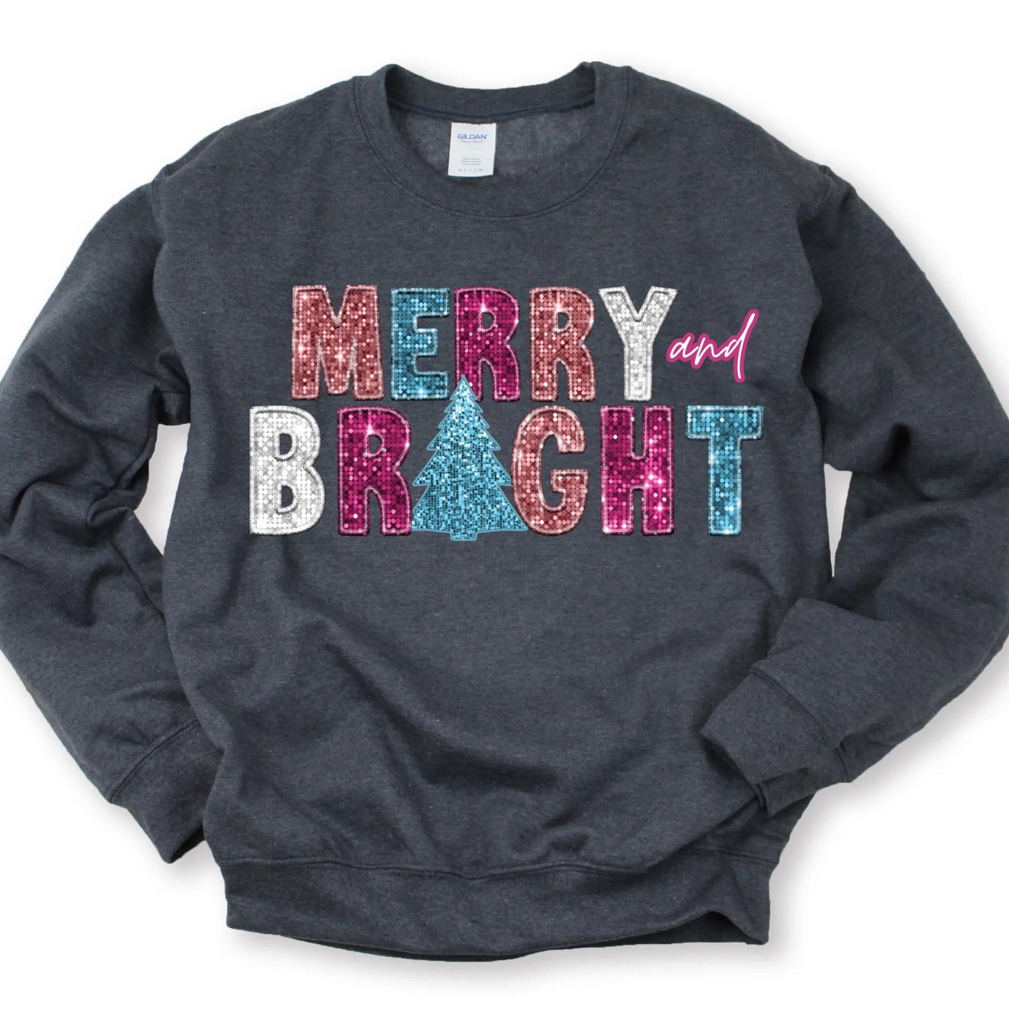 Merry and Bright glitter sweatshirt