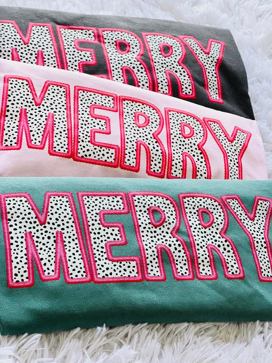 Faux embroidery Merry dot tee