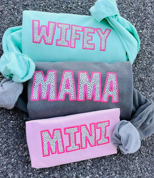 Faux embroidery wifey mama mini