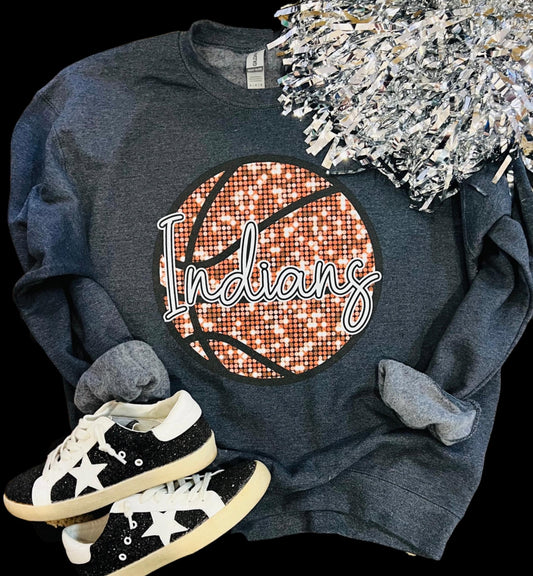 Custom mascot faux glitter basketball