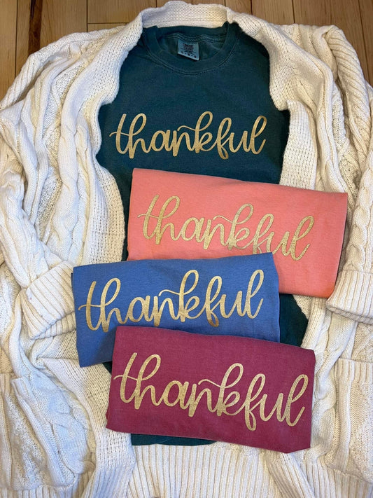 Thankful metallic script