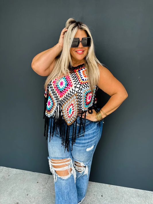 Black fringe top