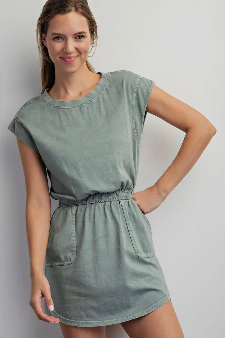 Mineral wash pocket dress