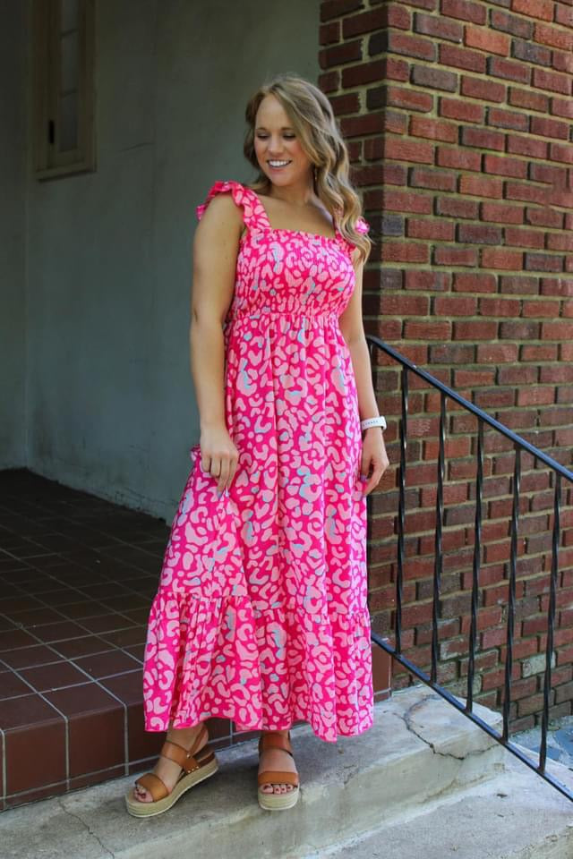 Pink leopard maxi dress