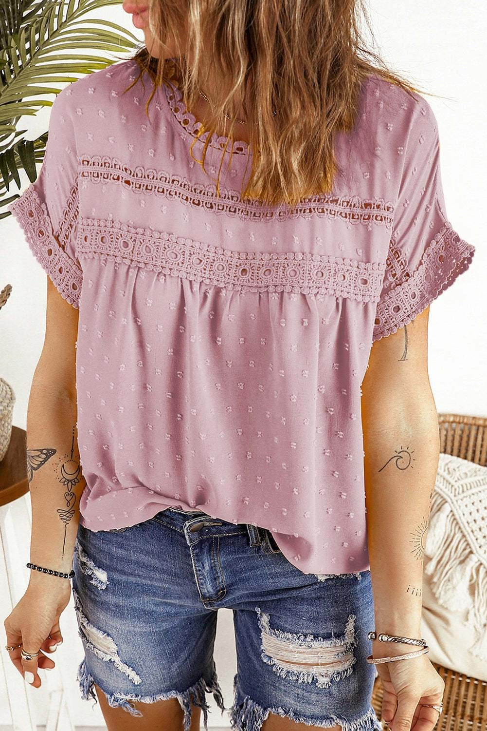 Button backed lace top