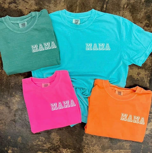 Mama bubble font pocket tee